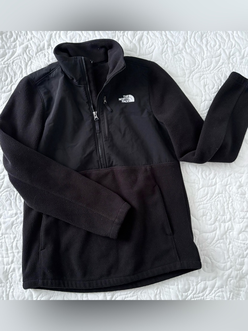 The North Face Black Half-Zip Fleece Pullover with Chest Logo